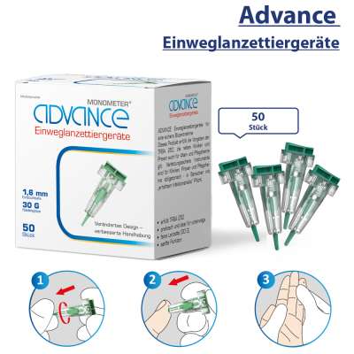 Advance Einmal Lanzettiergeräte Monometer 50 Stck.