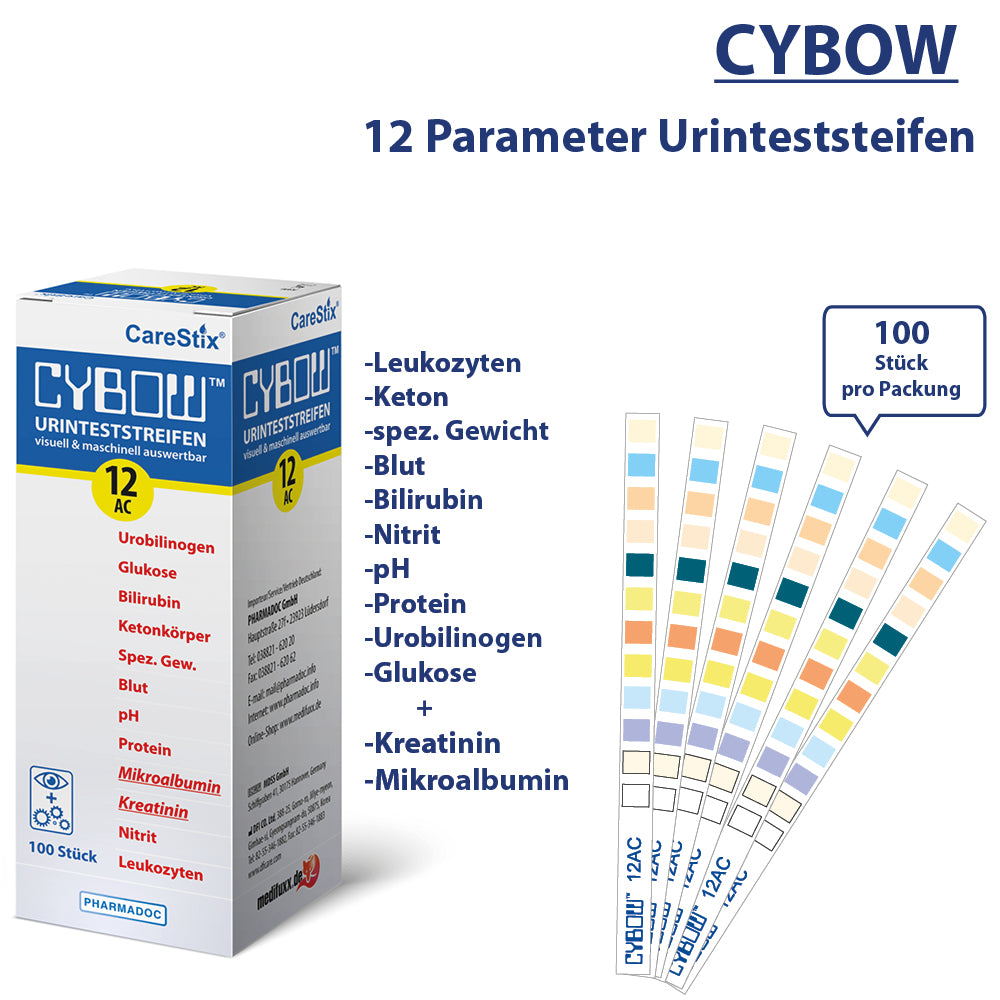 CYBOW 12AC Urinteststreifen mit 12 Parametern 100 Stück pro Packung