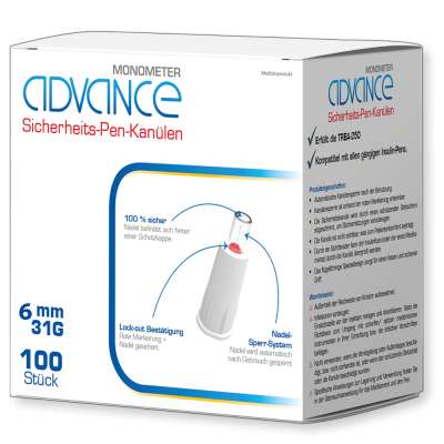 ADVANCE Monometer Sicherheits PEN 100 Stck Kanülen 6mm