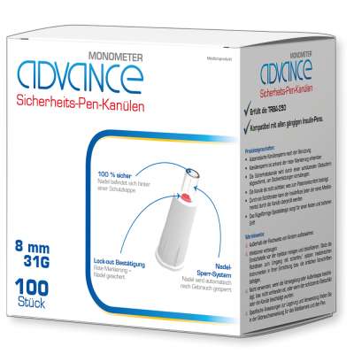 Advance Monometer Sicherheits PEN 100 Stck. Kanülen 8mm