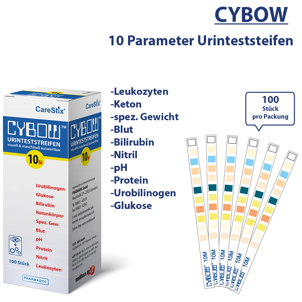 Urinteststreifen CYBOW 10M mit 10 Parametern 100 Stück pro Packung