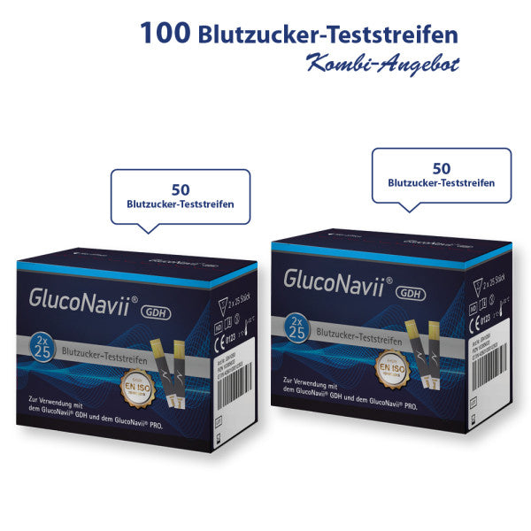 Blutzucker-Teststreifen GlucoNavii 100 Stück (4 x 25 Stück)