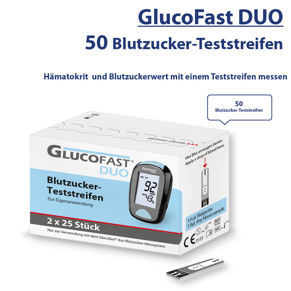 Glucofast Duo Blutzucker-Teststreifen - 2 x 25 Stück